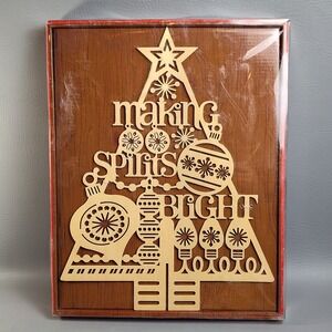 Hallmark Wooden Wood‎ Christmas Tree Making Spirits Brand Laser Cut New In Box
